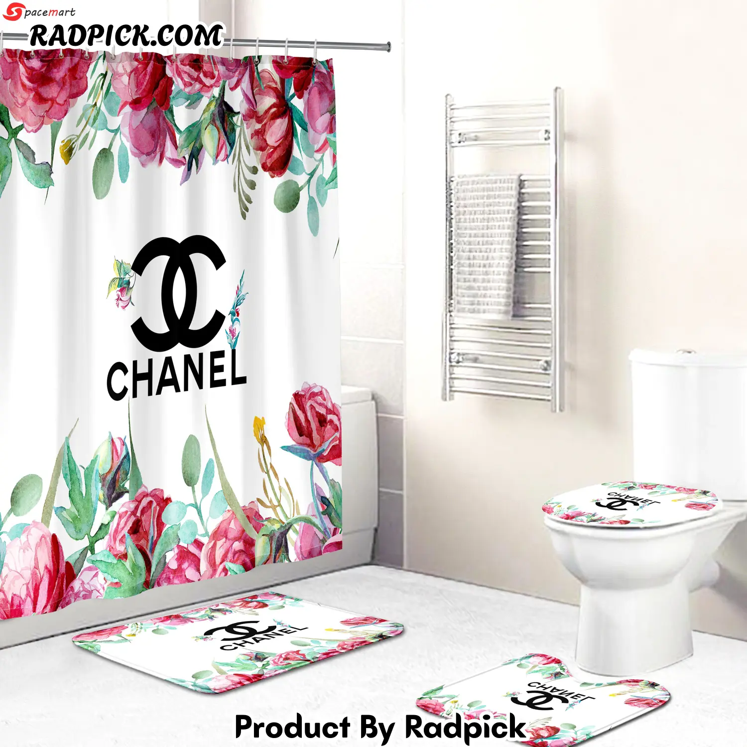 Chanel flower bathroom set hot luxury shower curtain bath rug mat home decor 152 bathroom accessory sets rp3871184.png